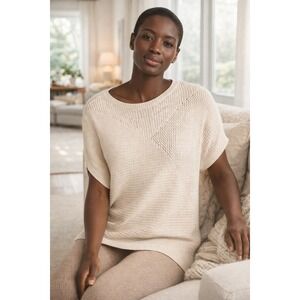 Barefoot Dreams CozyChic Ultra Lite Knit Mixed Stitch Dolman Pullover Tunic Sm